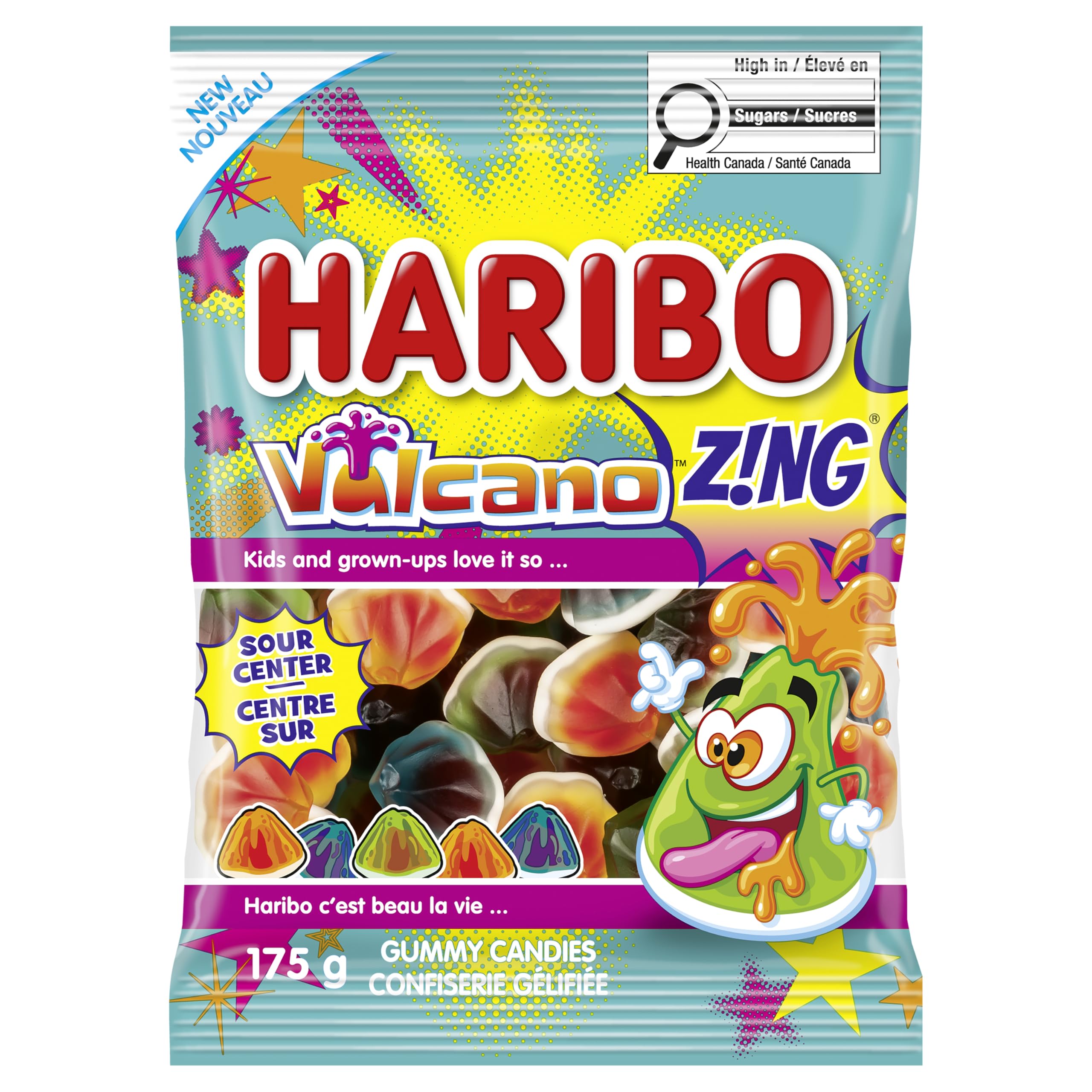 Haribo Z!NG Vulcano Gummy Candy, 3 Fruity Flavours, Tangy Liquid